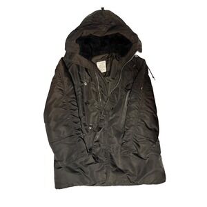 Alpha Industries N3B Extreme Cold Weather Parka Jacket Men's Medium black hood‎